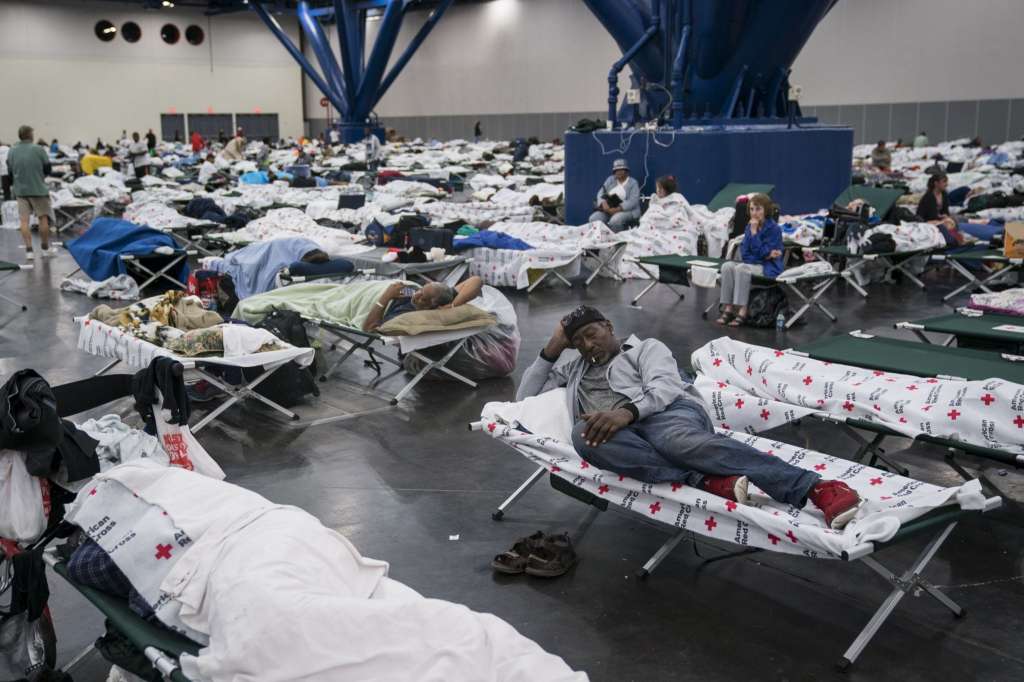 Picture from George R Brown center with evacuees 